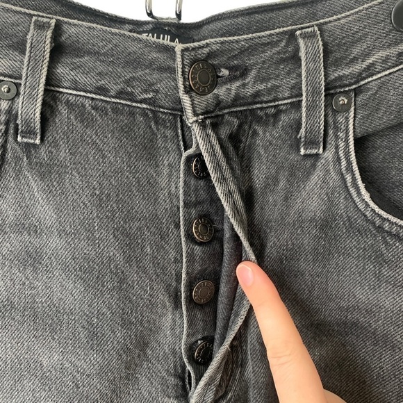 ARITZIA Talula X Agolde High Rise Taper Jeans Raw Hem Black Wash Women’s Size 28 - Picture 5 of 16